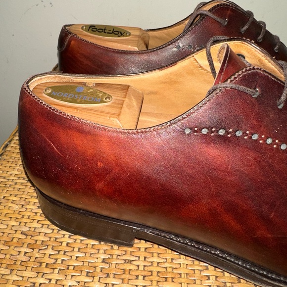 BONTONI Men’s Size 11 Whole Cut Brogue Perforated Brown Leather Lace Up Shoes - Picture 5 of 14